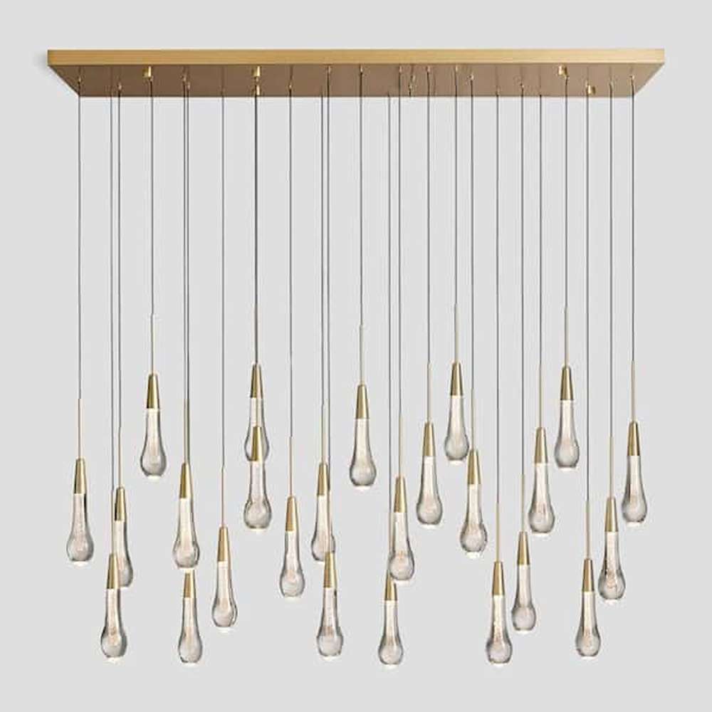 Modern Chandelier 50 in. 25-Light Raindrop Linear Gold Chandelier for Dining Room, Living Room, Crystal Chandelier - Image 3